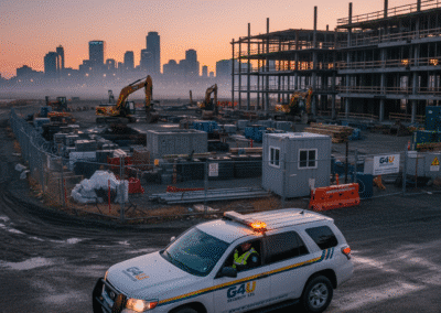 Construction site in Edmonton protected by professional mobile patrol security services